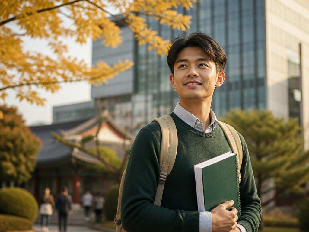 Malaysian scholarship student on a Korean university campus